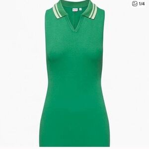 Aritzia Green Sleeveless Polo Mini Dress